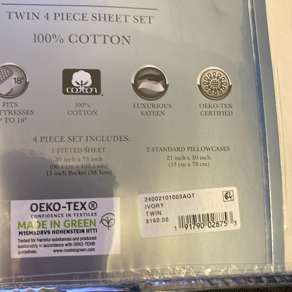 Fairfield Square Collection Hampton 650 Thread Count 4PC TWIN Size - Picture 3 of 4
